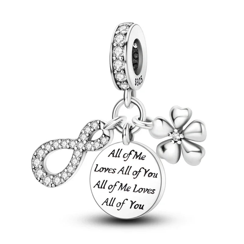 Original 925 Sterling Silver Charms Beads Family Affection Friendship Heart Charm Fit Original Bracelet DIY Women Jewelry Gift