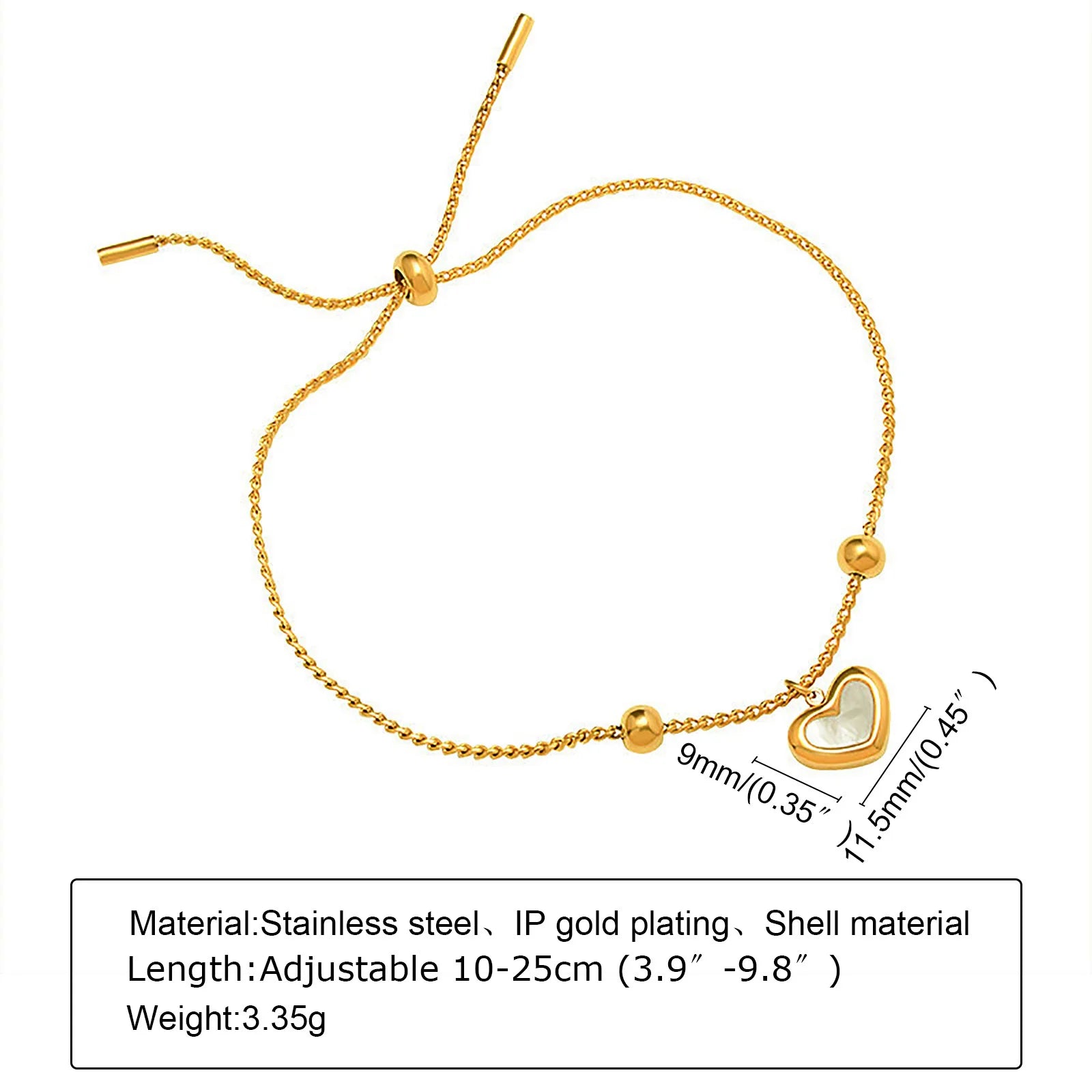 Waterproof Heart Charm Bracelet for Women | Adjustable Stainless Steel Love Chain Bracelet | Tarnish-Resistant Gold Bracelet | Gift for Her