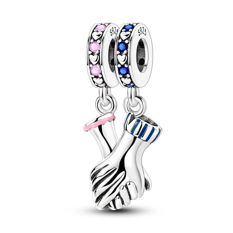 Original 925 Sterling Silver Charms Beads Family Affection Friendship Heart Charm Fit Original Bracelet DIY Women Jewelry Gift