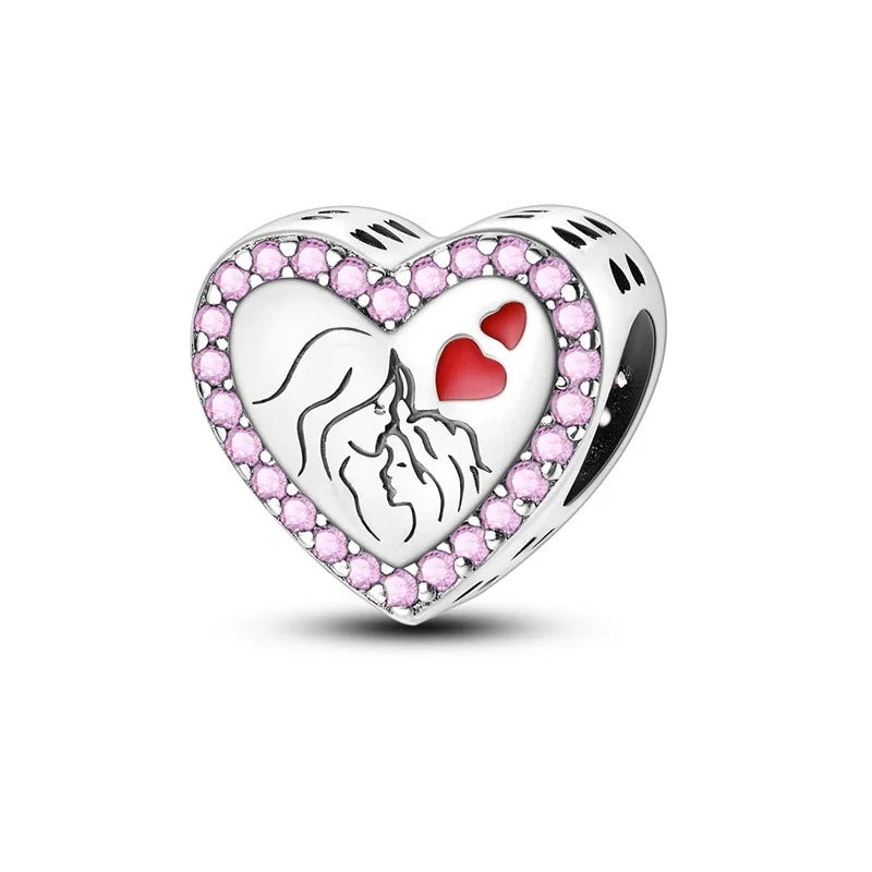 Original 925 Sterling Silver Charms Beads Family Affection Friendship Heart Charm Fit Original Bracelet DIY Women Jewelry Gift