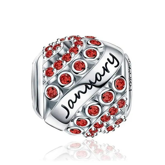 New 2025 925 Silver Birth stone Collection Charm Green Red Pink Yellow Bead Fit Original Bracelet Women Jewelry Gift DIY