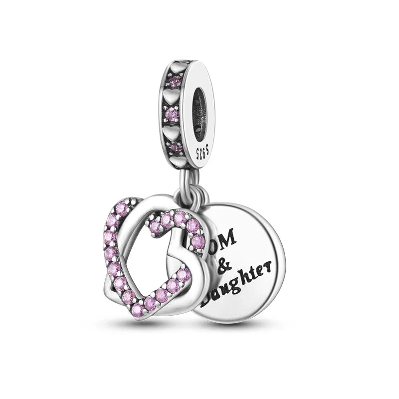 Original 925 Sterling Silver Charms Beads Family Affection Friendship Heart Charm Fit Original Bracelet DIY Women Jewelry Gift