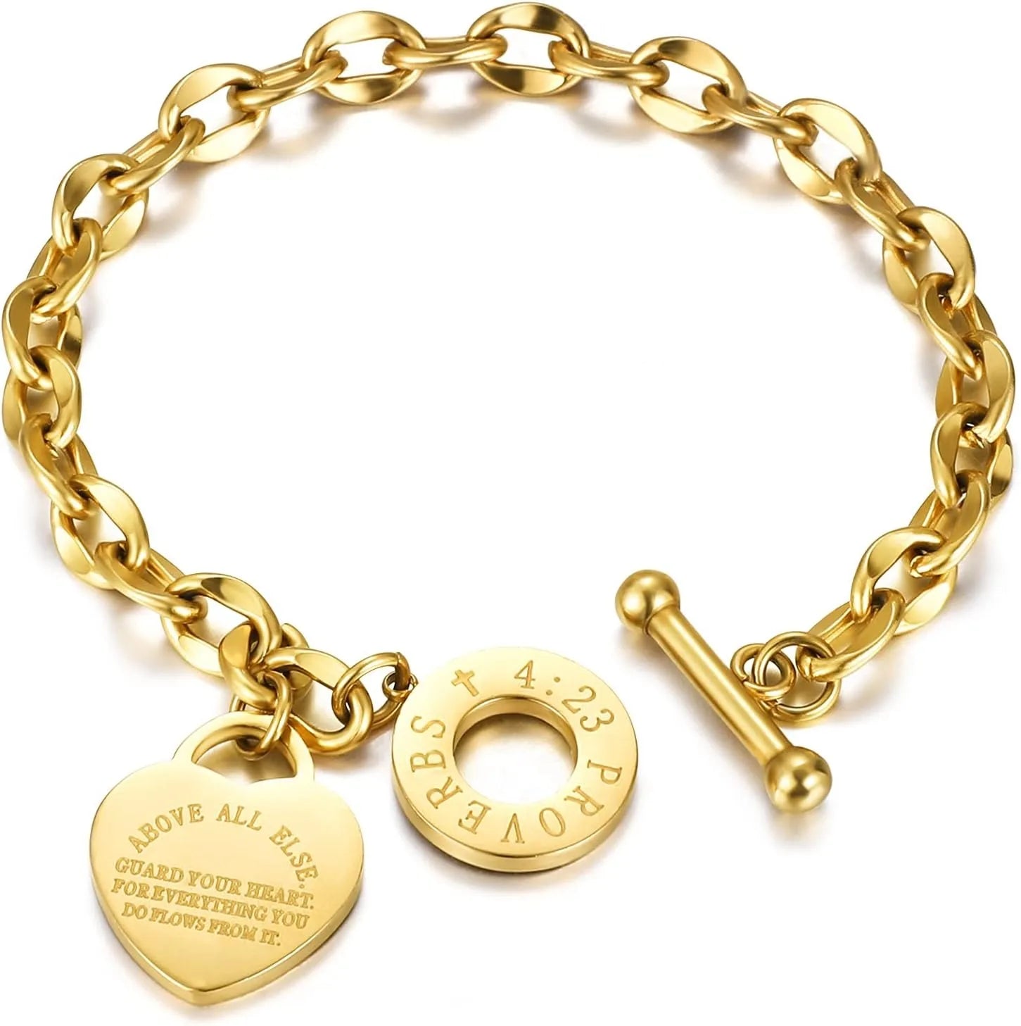 Stainless Steel Bracelet With Heart Pendant